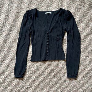 Reformation Romantic Black Blouse